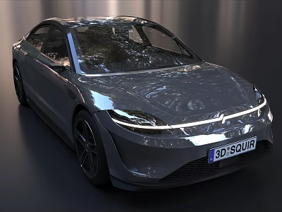 3D Rendered Modern Electric Sedan With Sleek Silver Design LED Headlights And Aerodynamic Body 3d model