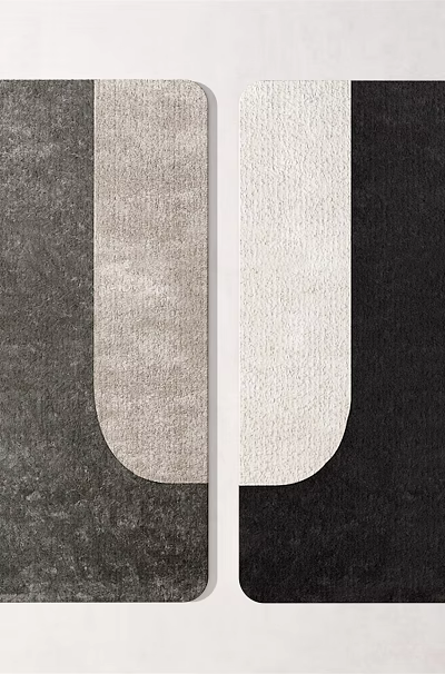 Modern Square Rugs with Geometric Patterns in Gray White and Black Tones 3d model