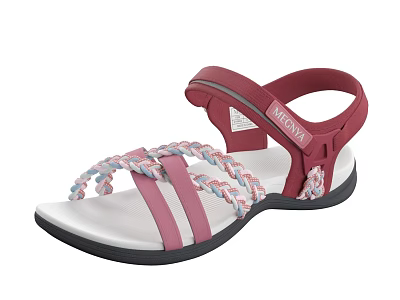 MISSION Red Straps Pink And White Braided Sandals With White Sole Casual Comfortable Design 3d model