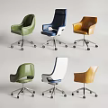 Modern Office Chairs In Various Colors With Ergonomic Design And Swivel Wheels