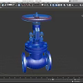 Industrial Pipeline Valve With Blue Body And Red Control Wheel