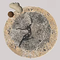 Round Area Rug With Abstract Black Figure Design Beige And Gray Background Modern Artistic Style