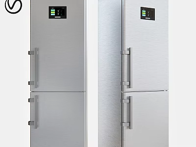 Modern Stainless Steel Double Door Refrigerators With Digital Display For Home Kitchen 3d model