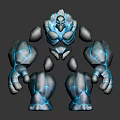 Mythical Rock Creature Character With Blue Glowing Cracks And Stone Structure 3d model