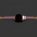 3D Character In Traditional Outfit Pink Striped Shirt White Apron Arms Outstretched On Dark Background