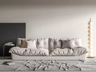 Modern Living Room Interior With Comfortable Two Seater Sofa And Decorative Pillows 3d model