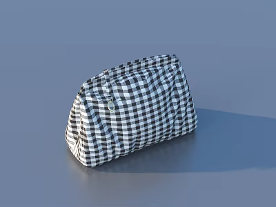 Stylish Black And White Checkered Clutch Bag With Structured Design And Classic Pattern 3d model