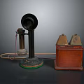 Vintage Antique Telephone With Receiver And Wooden Case