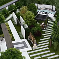 Modern Park Landscape Design With Lawn Pathways Trees And Seating Areas