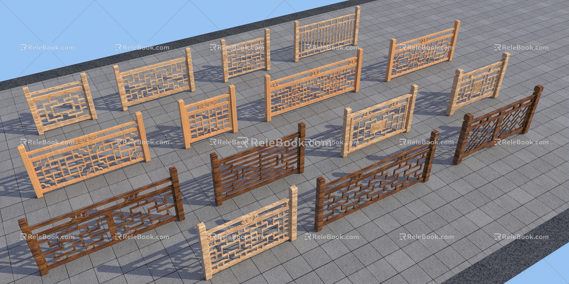 Chinese Railing 3d model