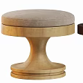 Two Modern Stools With Wooden Bases And Upholstered Seats In Different Colors