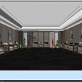 Luxurious New Chinese Style Meeting Room With Exquisite Landscape Artworks And Comfortable Reception Sofa Sets