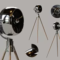 Modern Chrome Air Conditioning Fan With Tripod Stand And Sleek Design