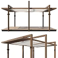 Modern Wooden Pergola With Open Frame And White Canopy Design