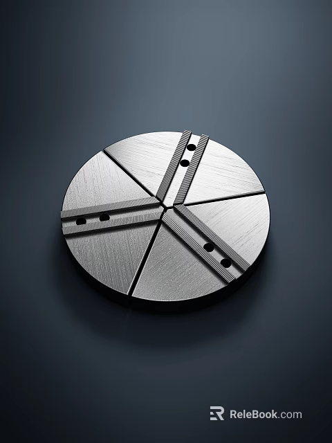 Circular Metal Segmented Component With Central Cross Structure And Holes 3d model 