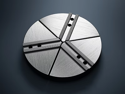 Circular Metal Segmented Component With Central Cross Structure And Holes 3d model