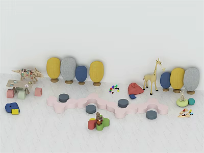 Modern Toys Children's Paradise Kindergarten Amusement Facilities Entertainment Facilities Children's Recreation Room Activity Room Equipment Special-shaped Tables and Chairs 3d model