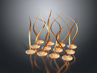 Gold Metal Curved Decorative Furniture Ornaments With Modern Design Elements 3d model