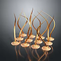 Gold Metal Curved Decorative Furniture Ornaments With Modern Design Elements