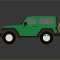 Green Cartoon Style Jeep With Brown Bumpers And Black Wheels Design