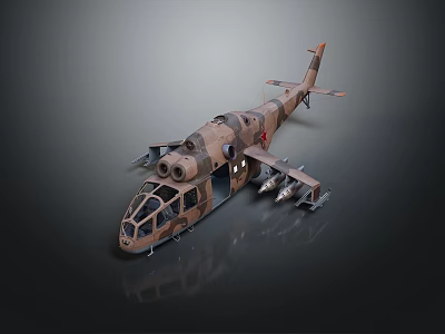 Military Helicopter With Camouflage Design Rotor System And Weapon Mounts For Aerospace Missions 3d model