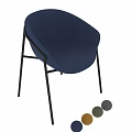 Modern Blue Fabric Dining Chair With Black Metal Legs And Comfortable Design