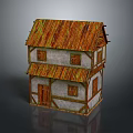 Traditional Two Story House Brown Wooden Roof White Wall Wooden Frame Windows And Door Design