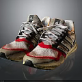 Adidas Sports Shoes With Mesh Upper Red Gray Color And White Laces Design