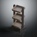 Practical Three Tier Storage Shelf With Wooden Shelves And Metal Frame