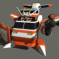 3D Sci Fi Robot Model With Orange White Black Color And Mechanical Arm 3d model