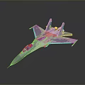 Modern Military Fighter Jet With Gray Camouflage And Yellow Tail Fins Design