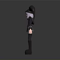 Anime Character Design With Purple Hair Horned Headpiece Black Top Plaid Skirt And Small Wings