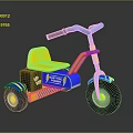 Kids Blue And Yellow Police Themed Tricycle Ride On Toy With Handle And Wheels