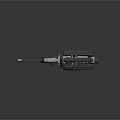 Futuristic Sci Fi Weapon with Silver Metal Body Wooden Grip Red Lights and Multiple Barrels