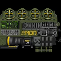Green And Black Tactical Equipment With Circular Knobs Display Screen Keypad And Coiled Cable