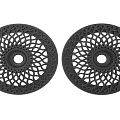 Two Black Circular Decorative Plates Featuring Intricate Carved Patterns For Home Decor 3d model