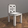 Unique Leisure Chair With Flower Shaped Backrest White Frame Red Accents Herringbone Wooden Floor