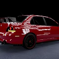 Red Modified Sporty Sedan With Black Wheels Rear Spoiler And Headlights