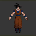Anime Character Goku 3D Model With Orange Martial Arts Uniform And Spiky Black Hair