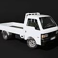 White Small Flatbed Truck With Single Cab And Black Front Bumper 3d model