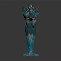 Two Futuristic Mechanical Characters In Blue Gray Detailed Armor Holding Hands
