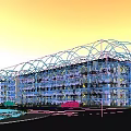 Modern Industrial Factory Building Exterior With Greenery Trees Road And Vehicles Under Clear Sky