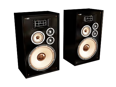 Black Home Audio Speakers With Multiple Tweeters And Woofers For Rich Sound Quality 3d model