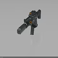 Modern Futuristic Rifle Weapon With Scope Gray Body And Orange Accents