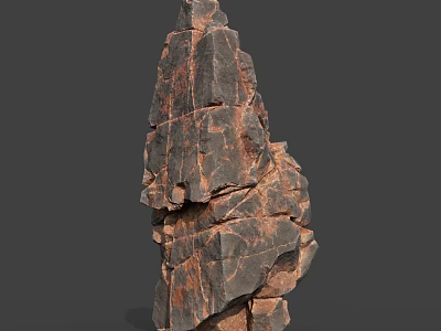 Natural Rough Textured Stone Decorative Piece With Unique Structural Design Details 3d model