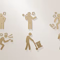 Human Shaped Hangings in Various Poses with Small Snowflake Decorations on Light Background 3d model