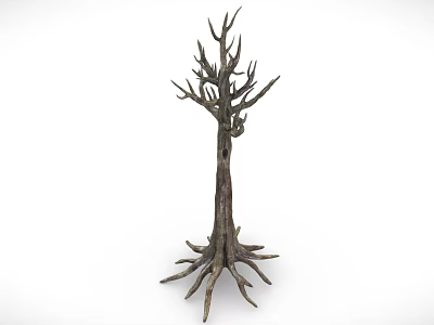 Decorative Wooden Tree Sculpture With Natural Trunk Branches And Roots Art Piece 3d model