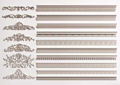 European style gypsum line gypsum line ceiling corner line gypsum carving 3d model