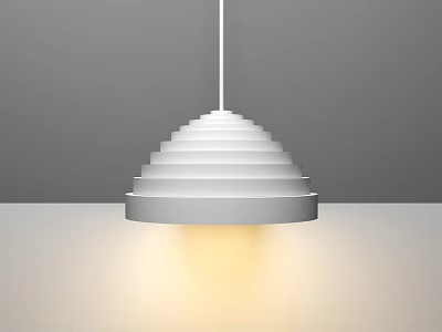 Modern White Tiered Pendant Light with Layered Dome Design and Warm Glow for Contemporary Spaces 3d model
