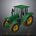 Farm Green Tractor Machinery With Yellow Wheels And Cab Exterior Design